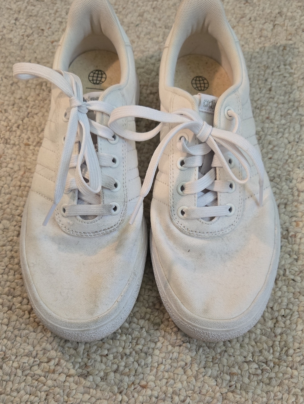 White Canvas Lace-Up Sneakers